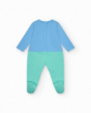 Pelele azul y verde para niño con estampado de elefante y
