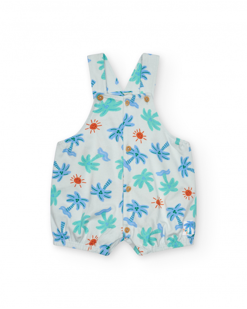 Pelele blanco para niño con estampado de palmeras y soles