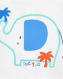 Conjunto para niño con camiseta blanca de elefante, chaqueta