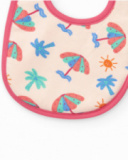 Pack de dos baberos para niña rosa con estampados de elefantes