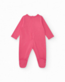 Pelele fucsia para niña con estampado de elefante, palmera y