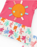 Conjunto fucsia para niña con vestido de sol y braguita con