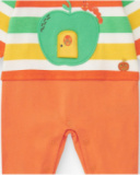 Combinaison en tricot pour garçon rayée avec applique de pomme et fermeture à pression