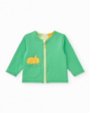 Ensemble en polaire pour garçon avec t-shirt de pommes, pantalon vert et veste à fermeture éclair