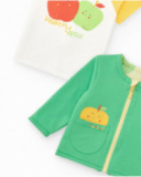 Ensemble en polaire pour garçon avec t-shirt de pommes, pantalon vert et veste à fermeture éclair