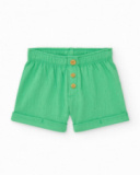 Ensemble pour garçon en vert et jaune avec t-shirt brodé de pomme et pantalon court