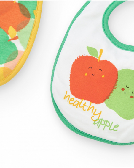 Pack de deux bavoirs unisexes avec imprimé de fruits et fermeture à pression