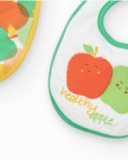 Pack de deux bavoirs unisexes avec imprimé de fruits et fermeture à pression