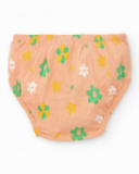 Ensemble pour fille avec blouse saumon et culotte jaune avec broderies