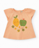 Ensemble en polaire pour fille avec t-shirt de fruits, leggings imprimés et veste jaune