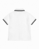 Polo blanc pour garçon avec bordures noires et broderie de dinosaure