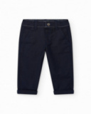 Pantalon bleu marine en toile pour garçon avec poches et taille ajustable
