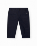 Pantalon bleu marine en toile pour garçon avec poches et taille ajustable