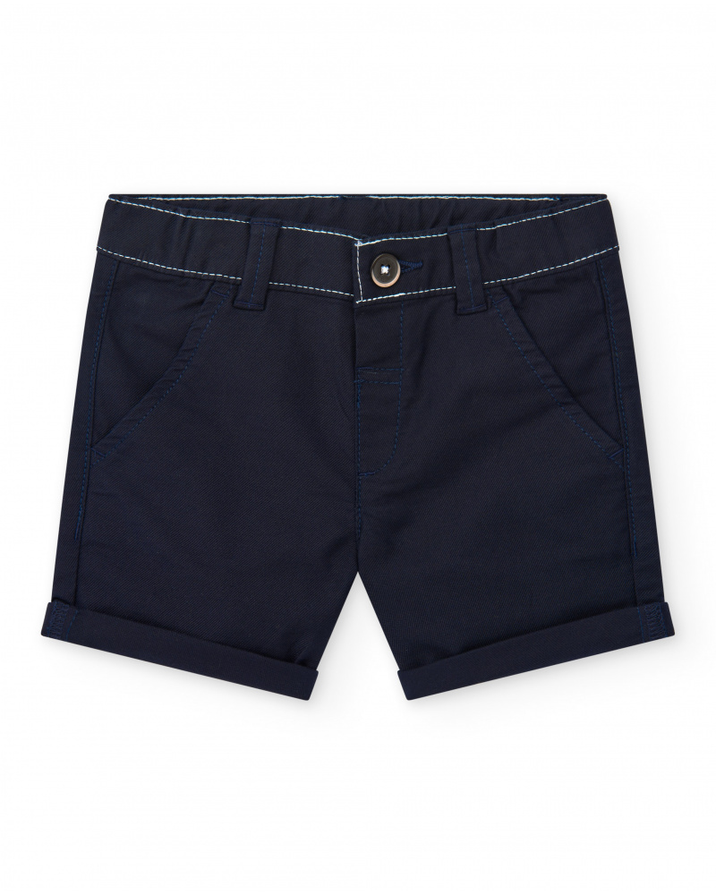 Bermuda bleu marine pour garçon avec ourlet retroussé