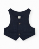 Gilet bleu marine pour garçon avec boutons et poches décoratives