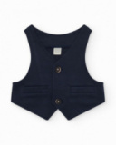 Gilet bleu marine pour garçon avec boutons et poches décoratives