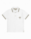 Polo blanc pour garçon avec bordures contrastées et broderie
