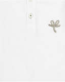 Polo blanc pour garçon avec bordures contrastées et broderie