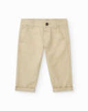 Pantalon long beige pour garçon avec poches et ourlet retroussé