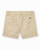 Pantalon court beige pour garçon avec poches et fermeture à bouton