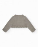 Veste beige en tricot pour fille avec boutons brillants