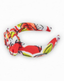 Diadème rigide blanc pour fille avec design floral en rouge, vert et rose