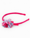 Diadème rigide rose pour fille avec fleur décorative