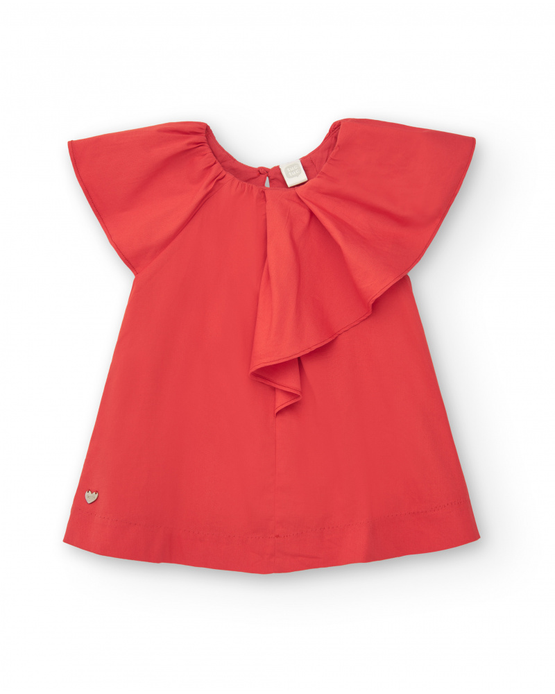 Robe orange pour fille avec volants