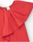 Robe orange pour fille avec volants