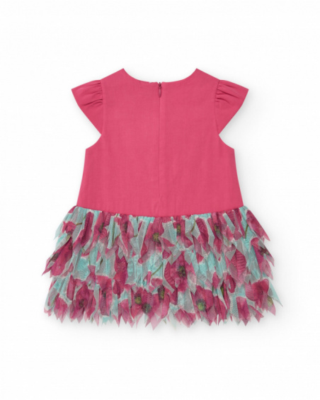 Robe fuchsia pour fille avec fleur et jupe en tulle