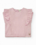 Chemise rose clair pour fille avec volants