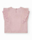 Chemise rose clair pour fille avec volants