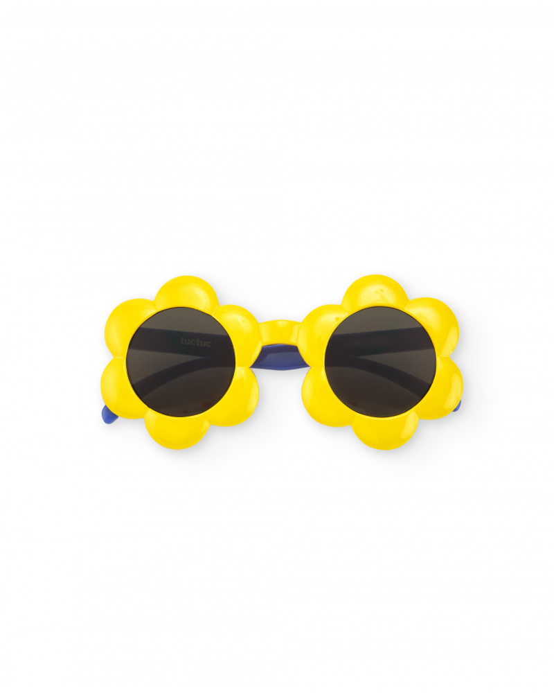 Lunettes de soleil jaunes pour fille en forme de fleur