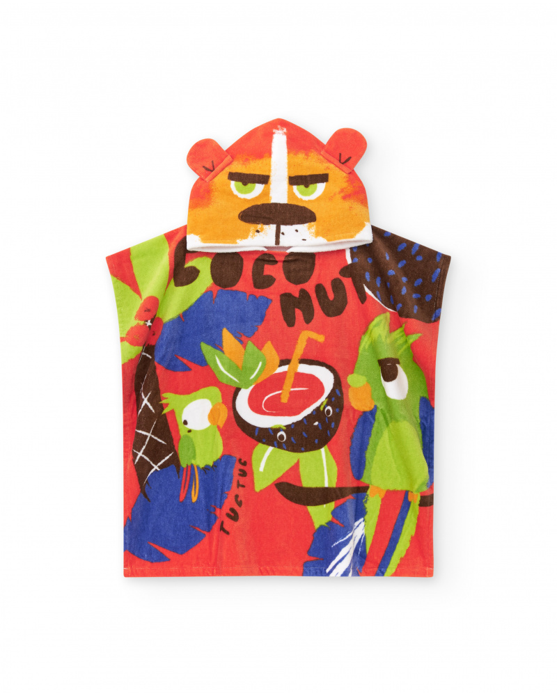 Serviette-poncho pour garçon avec capuche d'animal