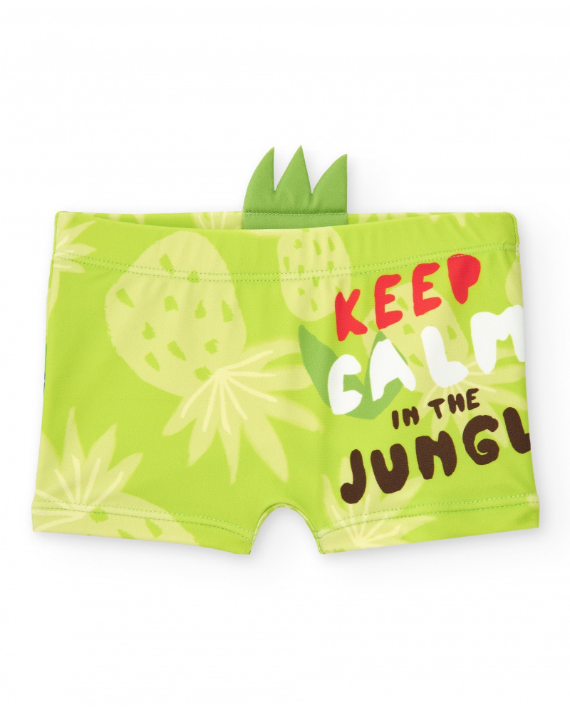 Maillot de bain boxer vert pour garçon avec imprimé tropical