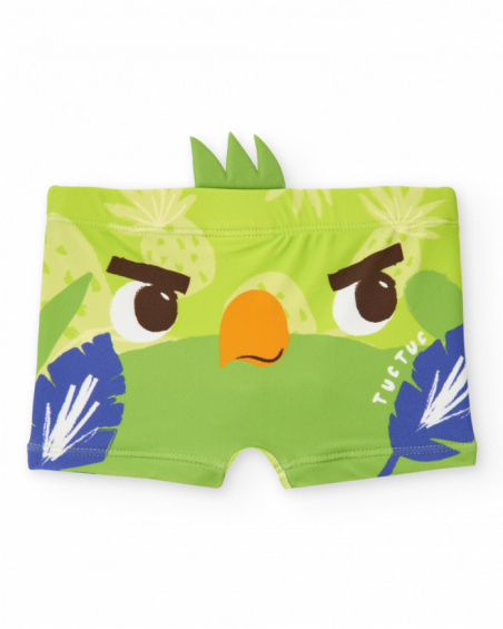 Maillot de bain boxer vert pour garçon avec imprimé tropical