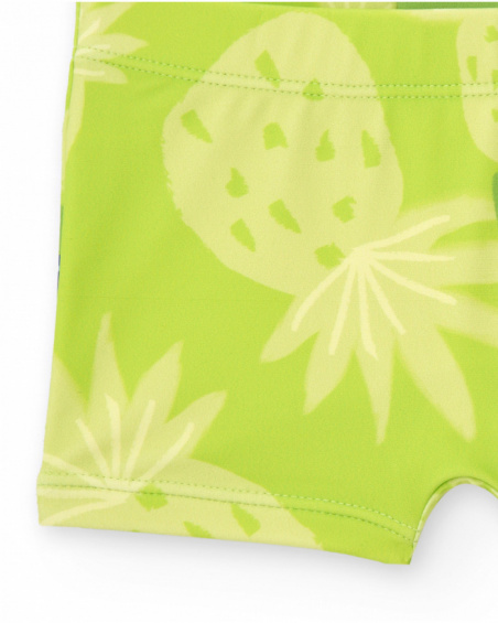 Maillot de bain boxer vert pour garçon avec imprimé tropical