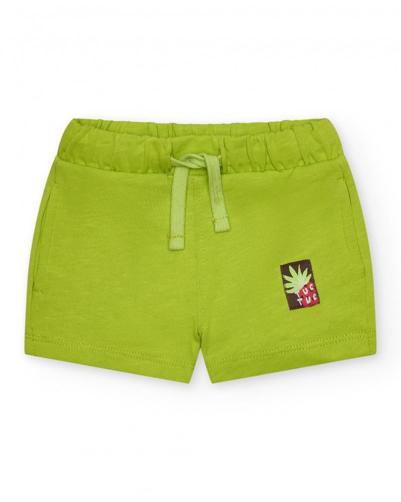 Bermuda verte pour garçon avec poches et cordon ajustable