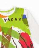 T-shirt blanc à manches longues pour garçon avec imprimé tropical