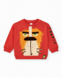 Sweat rouge pour garçon avec lion et oreilles en 3D Sweat rouge pour garçon avec lion et oreilles en 3D