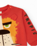 Sweat rouge pour garçon avec lion et oreilles en 3D Sweat rouge pour garçon avec lion et oreilles en 3D