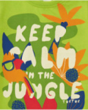 T-shirt vert pour garçon avec phrase "Keep Calm in the Jungle"