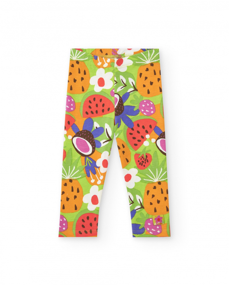 Leggings verts pour fille avec imprimé de fruits tropicaux