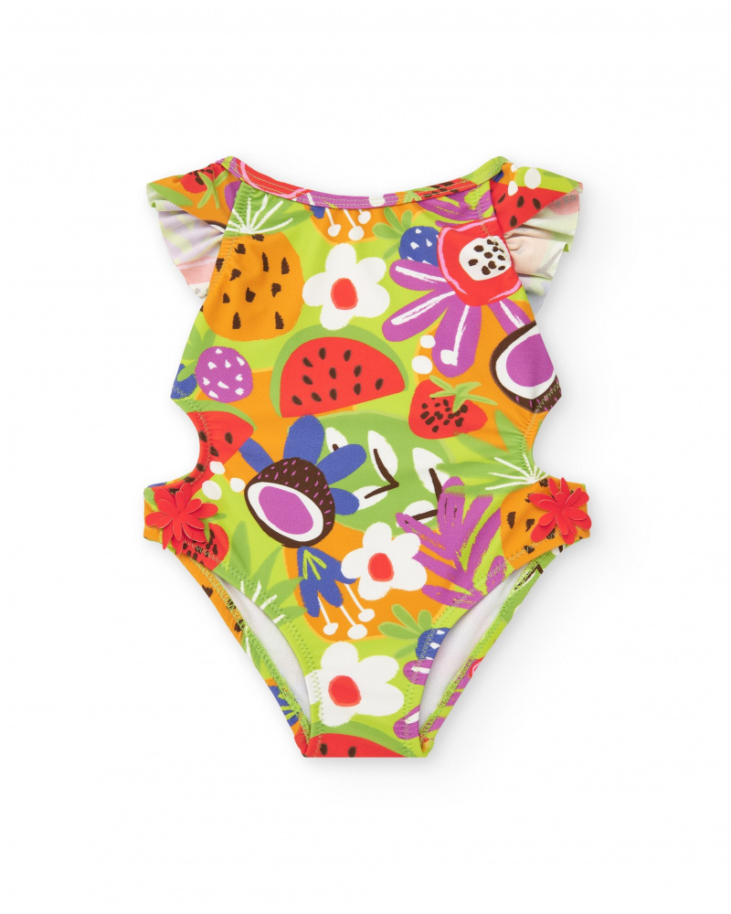 Trikini pour fille avec imprimé de fruits et volants