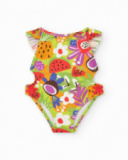 Trikini pour fille avec imprimé de fruits et volants