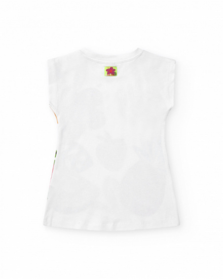 Robe blanche sans manches pour fille avec imprimé tropical Robe blanche sans manches pour fille avec imprimé tropical