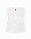 Robe blanche sans manches pour fille avec imprimé tropical Robe blanche sans manches pour fille avec imprimé tropical
