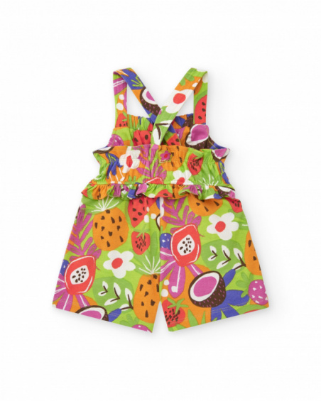 Combishort pour fille avec bretelles croisées et imprimé de fruits