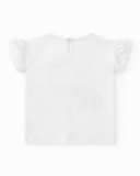 T-shirt blanc pour fille avec perroquets brodés et paillettes T-shirt blanc pour fille avec perroquets brodés et paillettes