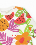 Sweat blanc pour fille avec imprimé tropical Sweat blanc pour fille avec imprimé tropical